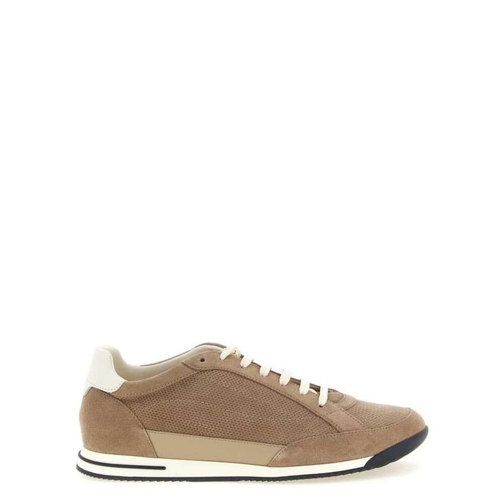 Brunello Cucinelli Men Knit-Effect Suede Sneakers